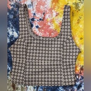 NWT Pink Rose Women’s Brown Beige Cropped Tank Sleeveless Stretch Size Small